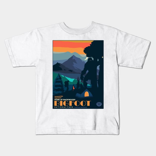 Bigfoot Kids T-Shirt by Heymoonly